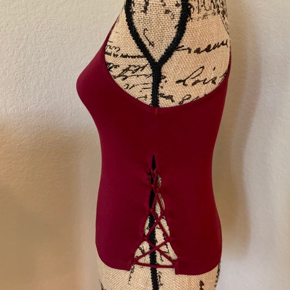 AEO : Y2K High Neck Tank Cute Lace Up Sides EUC - Picture 2 of 12